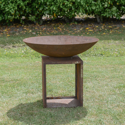 Rustic Fire Bowl & Wood Store - 80cm Diameter